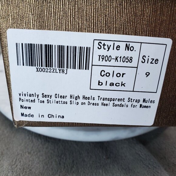 Vivianly Shoes Womens Size 9 Sexy Clear High Heels Transparent Strap Mules - Picture 2 of 10